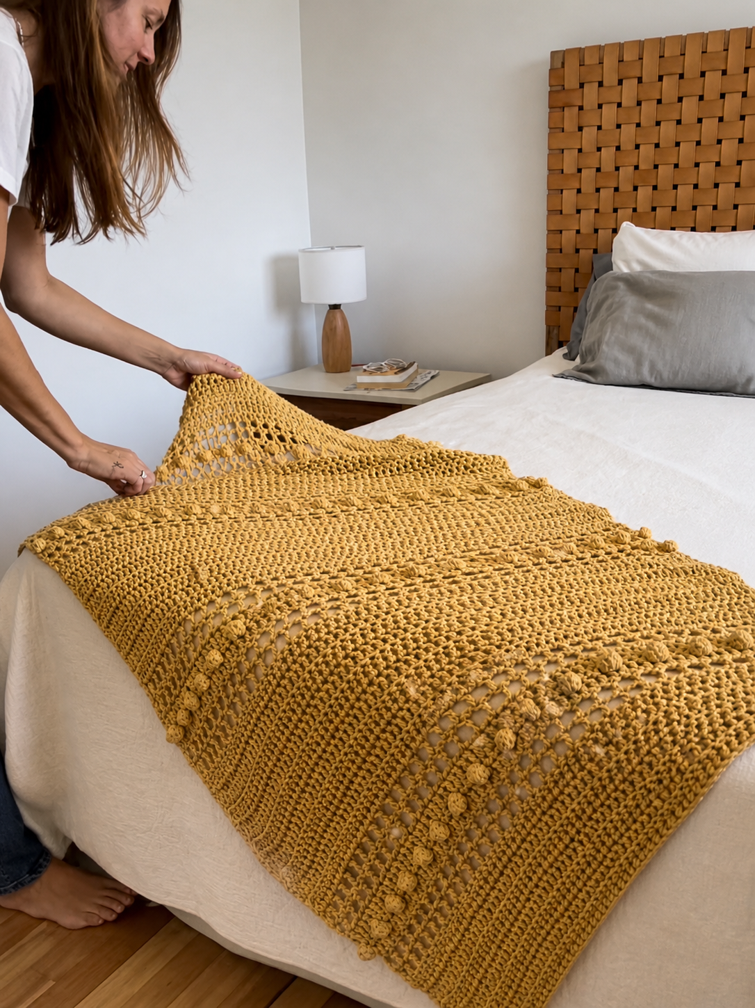 Modern crochet shawl pattern with video tutorial, designed for effortless layering and everyday wear.