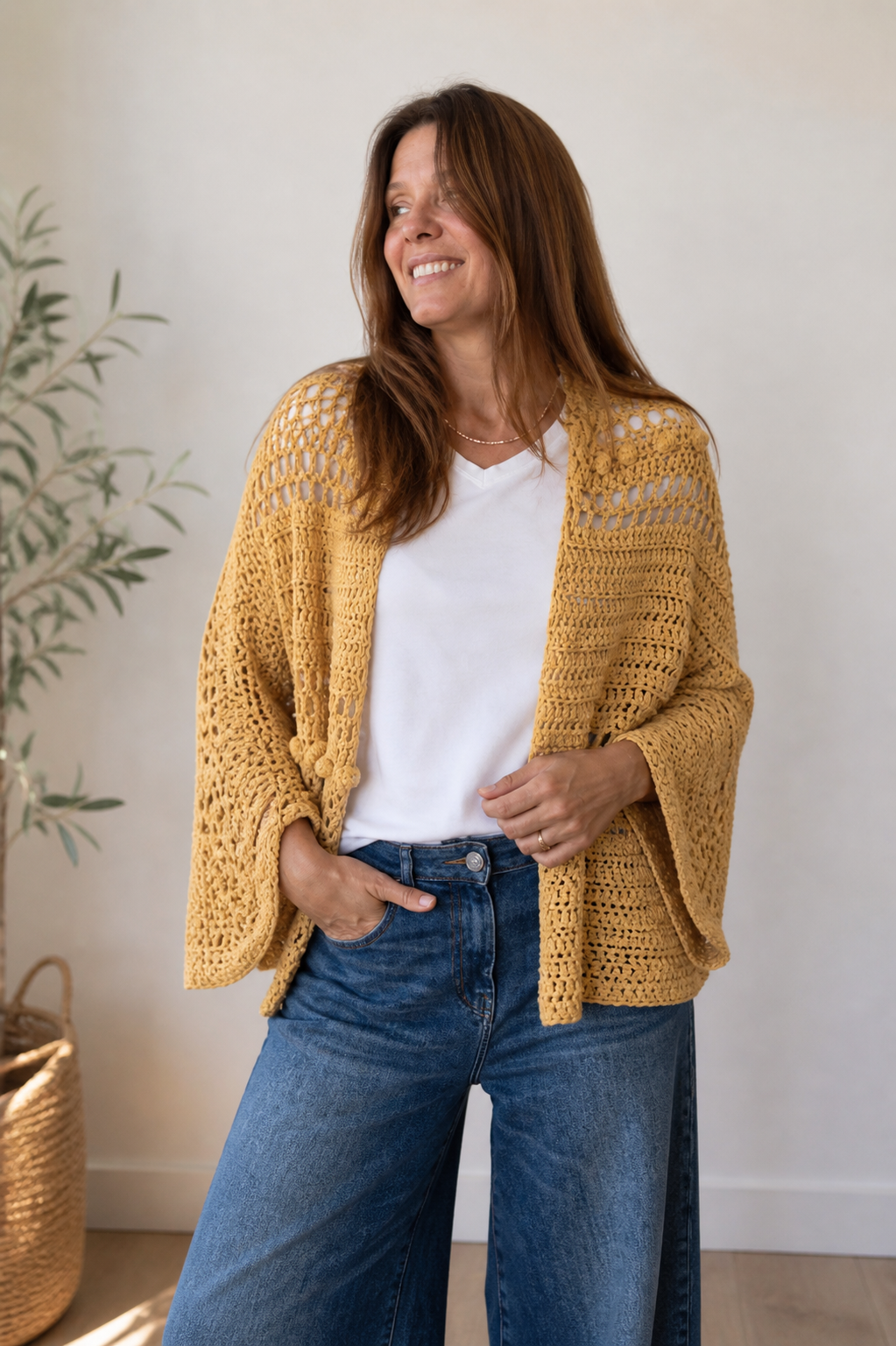 Handmade Golden Hour Wrap crochet pattern with video tutorial, perfect for beginners and summer layering.